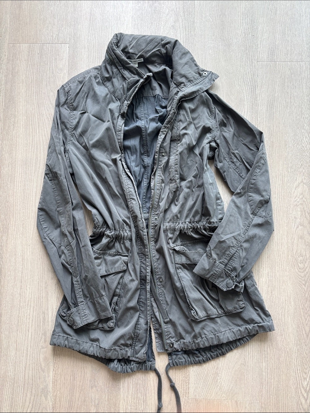 James Perse Army Green/Gray Taupe Utility Zip Jacket